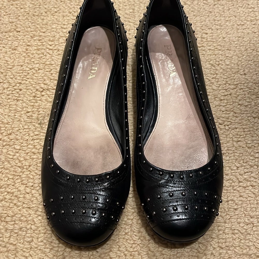 Prada Black Studded Women's Flats